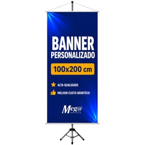 Banner Personalizado 100x200cm Lona 100cm x 200cm 4x0 Color  Bastão e Cordão 
