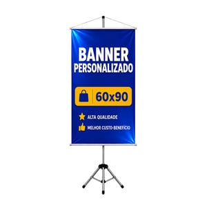 Banner Personalizado 60x90cm Lona 60cm x 90cm 4x0 Color  Bastão e Cordão 