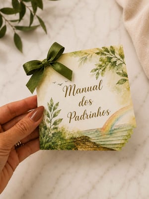 xxNAO USAR AINDAxx Manual Padrinhos Personalizado com Laço Papel Couchê 250g 10x10cm    