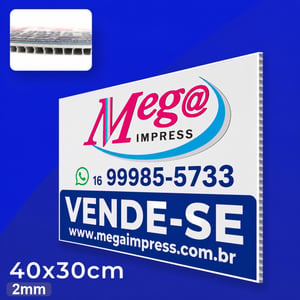 Placa Imobiliária 30x40cm Polionda 2mm Polionda 30x40cm Adesivada  Ilhos / Sem Ilhos 