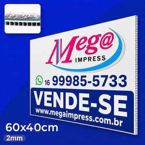 Placa Imobiliária 60x40cm Polionda 2mm Polionda 60x50cm Adesivada  Ilhos / Sem Ilhos 