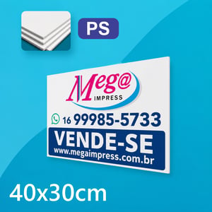 Placa Imobiliária 40x30cm PS (PVC) PS (PVC) 30x40cm Adesivada  Ilhos / Sem Ilhos 