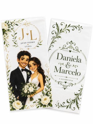Guardanapo Personalizado Qualidade Premium Retangular Fechado 19,5x10 cm Aberto 40x40 cm - 40X Composto por duas camadas de papel Fechado 19,5x10 cm Aberto 40x40 cm Impressão da Arte em 1 Cor   