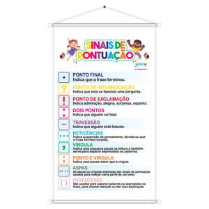 Banner Sinais de Pontuação Educativo Pedagógico Escolar Didático 60x100cm Impressão Digital Lona 280g Lona 280g 60cm x 100cm    