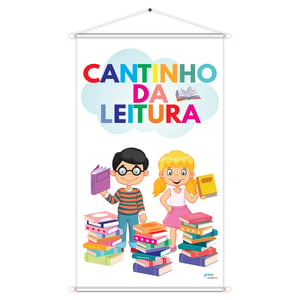 Banner Cantinho da Leitura Educativo Pedagógico Escolar Didático 60cx100cm Impressão Digital Lona 280g Lona 280g 60cm x 100cm    