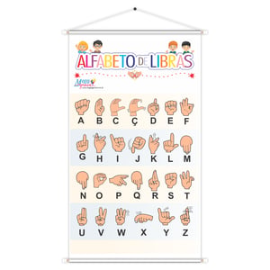 Banner Alfabeto Sinais Libra Educativo Pedagógico Escolar Didático 60x100cm Impressão Digital Lona 280g Lona 280g 60cm x 100cm    