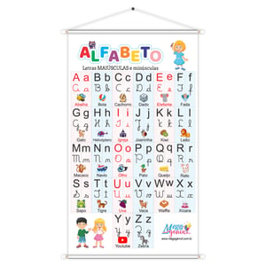 Banner Alfabeto Minúsculas e Maiúsculas Pedagógico Escolar Didático 60x100cm Impressão Digital Lona 280g Lona 280g 60cm x 100cm    