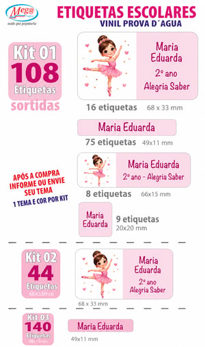 Kit Etiquetas Escolares Personalizadas Vinil Vinil     