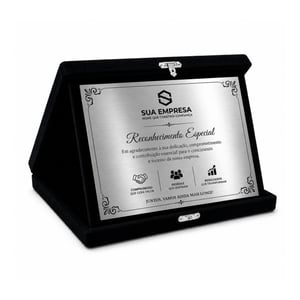 Placa de Homenagem Personalizada com Estojo Veludo 16x20cmcm Estojo Veludo e Acrílico 16x20cm Prata e Ouro Veludo Gravação Laser 