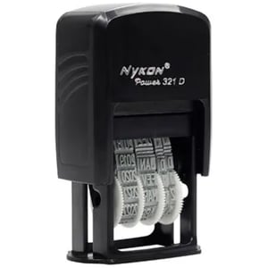 Carimbo Automático Datador 4mm (altura da data) Nykon Power 321D Externo: Plástico 3cmx 9cm x 5cm    