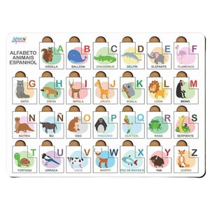 Brinquedo Educativo Tabuleiro Encaixe Alfabeto Bilingue Espanhol Mdf MDF 41cm x 28cm    