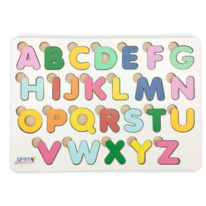 Brinquedo Educativo Tabuleiro Encaixe Alfabeto Mdf Branco MDF 27cm x 19cm    