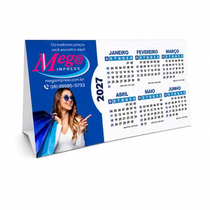 Calendario Simples Display de Mesa Offset 240g 20x7x10cm 4x0 color  Vinco 