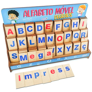 Brinquedo Educativo Alfabeto Móvel Degraus MDF