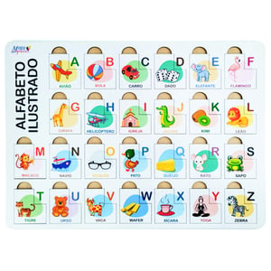 Brinquedo Educativo Tabuleiro Encaixe Alfabeto Português Mdf MDF 41X28    