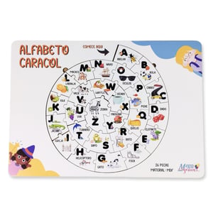 Brinquedo Educativo Quebra Cabeça Alfabeto Caracol Mdf MDF 37,5cm x 39cm    
