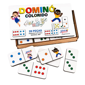 Dominó Jogo Educativo Pedagógico Tradicional 28pcs Mdf