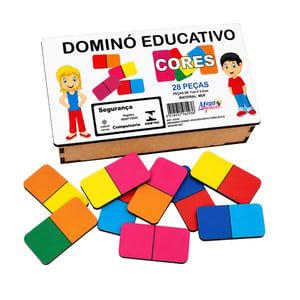 Dominó Jogo Educativo Pedagógico Cores 28pcs Mdf
