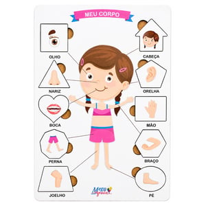 Brinquedo Educativo Tabuleiro Encaixe Corpo Humano Menina Mdf