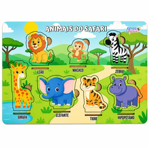 Brinquedo Educativo Tabuleiro Encaixe Safari Mdf MDF 29cm x 19cm    