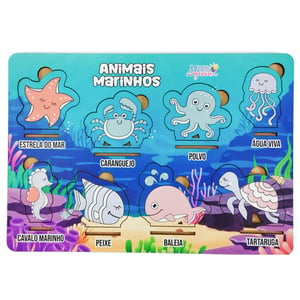 Brinquedo Educativo Tabuleiro Encaixe Fundo Do Mar Mdf MDF 29cm x 19cm    