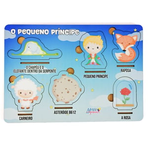 Brinquedo Educativo Tabuleiro Encaixe Pequeno Príncipe Mdf MDF 27cm x 19cm    
