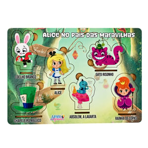 Brinquedo Educativo Tabuleiro Encaixe Alice No País Das Maravilhas Mdf MDF 27cm x 19cm    