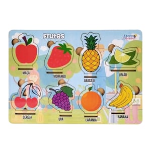 Brinquedo Educativo Tabuleiro Encaixe Frutas Mdf