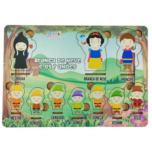 Brinquedo Educativo Tabuleiro Encaixe Branca De Neve Mdf MDF 27cm x 19cm    
