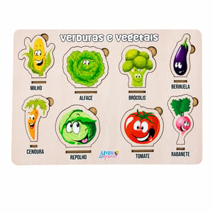 Brinquedo Educativo Tabuleiro Encaixe Vegetais Mdf MDF 29cm x 19cm    