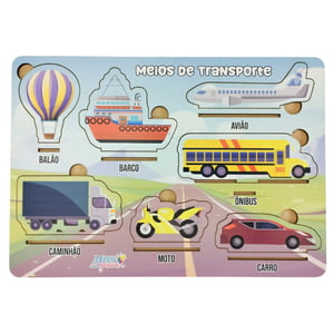 Brinquedo Educativo Tabuleiro Encaixe Meios De Transporte Mdf