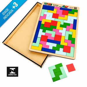 Brinquedo Educativo Tabuleiro Tetris Box c/ Caixa Mdf MDF 38cm x 27cm    