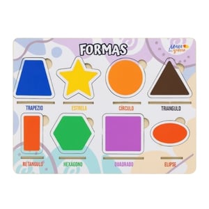 Brinquedo Educativo Tabuleiro Encaixe Formas Mdf MDF 27cm x 19cm    