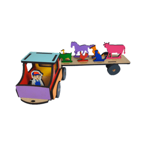 Brinquedo Caminhão Transportando Animais Mdf