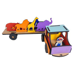 Brinquedo Caminhão Transportando Animais Selvagens Mdf MDF     