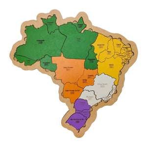Mapa Do Brasil Educativo Encaixe Regiões E Estados Pequeno Mdf MDF 26x25cm    