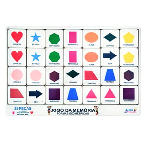 Brinquedo Educativo Tabuleiro Jogo Da Memória Formas Mdf MDF 29cm x 19cm    