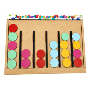 Brinquedo Educativo Tabuleiro Desafio Cores Números Mdf MDF 27 x19 cm    