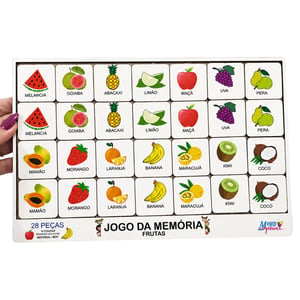 Brinquedo Educativo Tabuleiro Jogo Da Memória Frutas Mdf MDF 29cm x 19cm    