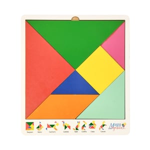 Brinquedo Educativo Tabuleiro Tangram Figuras Geométricas Mdf Branco MDF 20x18cm    