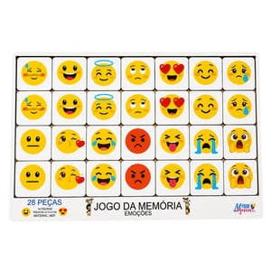 Brinquedo Educativo Tabuleiro Jogo Da Memória Emoções Mdf MDF 29cm x 19cm    