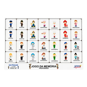 Brinquedo Educativo Tabuleiro Jogo Da Memória Profissões Mdf MDF 29cm x 19cm    