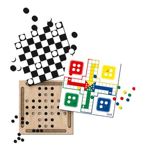 Jogos De Tabuleiro 3 Em 1 Ludo / Torrinha, Dama E Resta Um Mdf MDF 28 x 28 x 3,5cm    