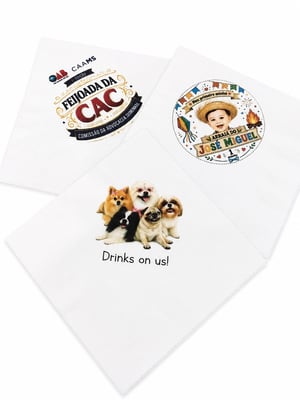 Guardanapo Personalizado Folha Dupla Premium Fechado 11,5x11,5 Aberto 23x23cm - 23X Composto por duas camadas de papel Fechado 11,5x11,5 Aberto 23x23cm Impressão da Arte em 1 Cor   