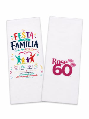 Guardanapo Personalizado Qualidade Premium Folha Dupla Retangular Fechado 17,5 x 7,3cm Aberto 36x28cm - 36X