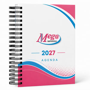 Agenda Personalizada Diária Capa Dura Laminada Com Bolsa Interna 75g - AGP Capa dura com impressão digital Miolo Impressão em preto Papel 75g 15,5x21cm Capa colorida - Miolo Impressão em preto Capa com  laminação Fosca ou Brilho ENCADERNAÇÃO: Wire-o preto ou branco 