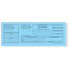 Receituário Controlado Azul 50fls - Papel Offset Azul 75g 26x9cm 1x0  Blocado e grampeado OBRIGATÓRIO O ENVIO DA AUTORIZAÇÃO