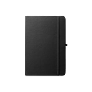 Caderno A5 de capa dura em PET 100% reciclado, com páginas pautadas recicladas