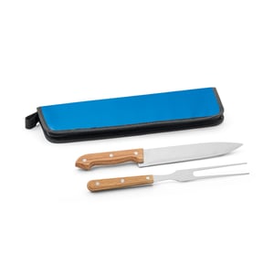 Kit churrasco em estojo 2 utensílios em aço inox e Madeira Aço inox e madeira Seringueira     