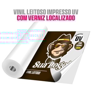 Adesivo vinil leitoso impresso UV com verniz localizado • Vinil leitoso adesivo • Metro² personalizado • Impressão digital UV  • Material com verniz localizado 